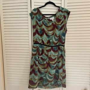 Loft blue & brown watercolor dress